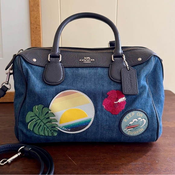 Coach Bennett Satchel/Crossbody With Blue Hawaii Patches Surfin F28957 EUC - Picture 1 of 15